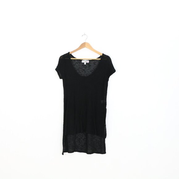 *Im in Love with Derek Black Open Weave Long T Shirt - Picture 4 of 7